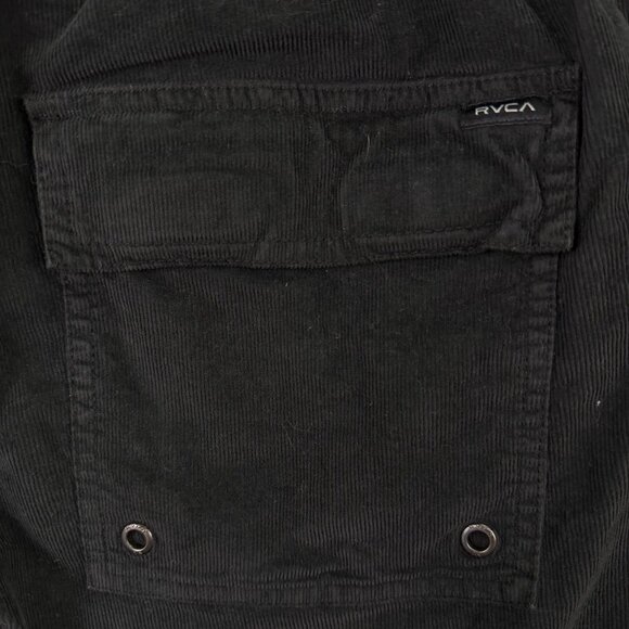 Rvca Mens Black Cotton Blend Shorts Medium Adjustable Drawstring Casual 17" Leng - Picture 7 of 11
